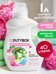 Гель для стирки 2в1 с пятновыводителем DUTYBOX Розовый пион 1 л 40 стирок, жидкий порошок