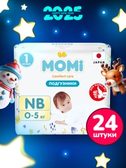 MOMI COMFORT CARE подгузники для новорожденных NB до 5кг, 24шт