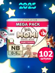 MOMI ULTRA CARE MEGA PACK подгузники NB (0-5 кг). 102шт