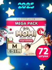 MEGA PACK MOMI ULTRA CARE подгузники M (6-11 кг). 72 шт