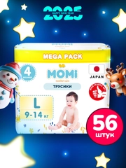 MOMI COMFORT CARE подгузники-трусики L (9-14 кг) MEGA, 56 шт