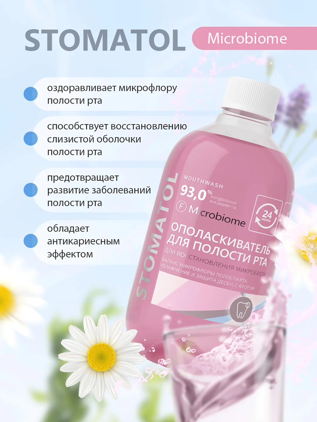 STOMATOL Microbiome ополаскиватель c пробиотиком для здоровой микрофлоры рта 500 мл