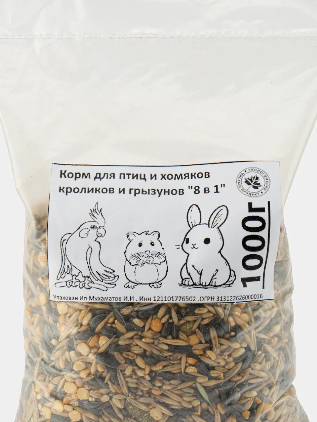 Корм для птиц и хомяков, кроликов и грызунов "8 в 1" 500г , 1000г