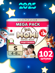 MOMI ULTRA CARE MEGA PACK подгузники S (4-8 кг). 102 шт