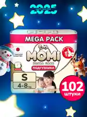 MOMI ULTRA CARE MEGA PACK подгузники S (4-8 кг). 102 шт