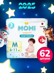 MOMI Comfort Care подгузники  M (6-11 кг), 62 шт
