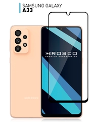 Защитное стекло ROSCO для Samsung Galaxy A33 с олеофобным покрытием и черной рамкой
