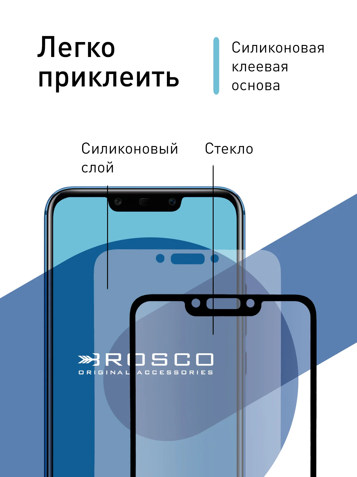 Защитное стекло ROSCO для Huawei Mate 20 Lite с олеофобным покрытием и черной рамкой
