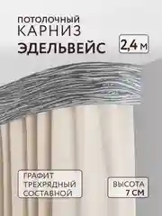 Карниз потолочный Эдельвейс 2,4м 3 рядный графит ПВХ 7см планка с/п составной Легранд