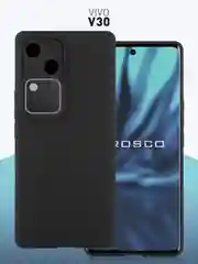 Черный чехол для Vivo V30/ V30 Lite 4G силиконовый ROSCO матовый/ прозрачный, бортик защита камер