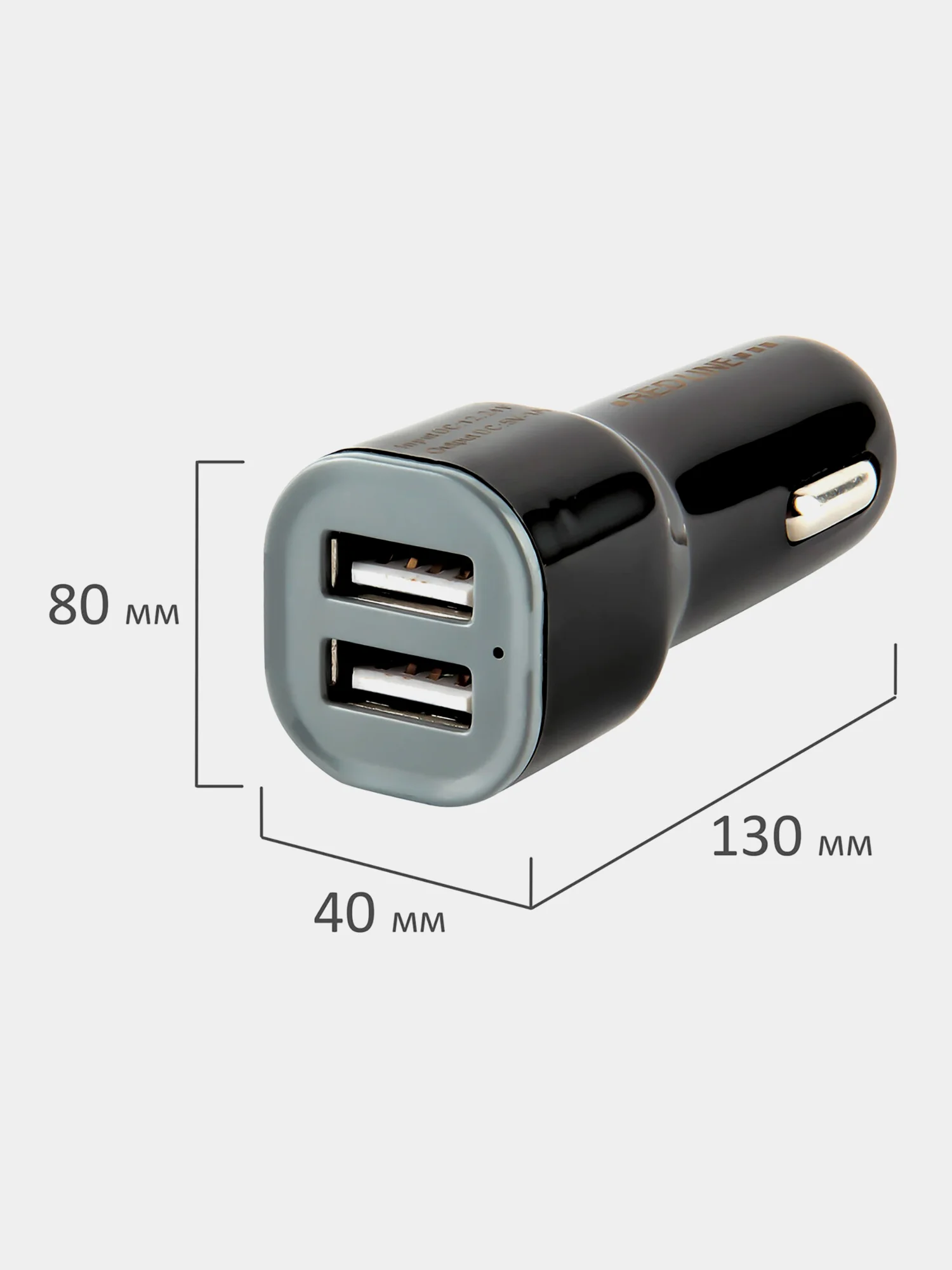Зарядное устройство, автомобильное Red Line Ac-1a, 2 порта USB, выходной ток 1А, 453438