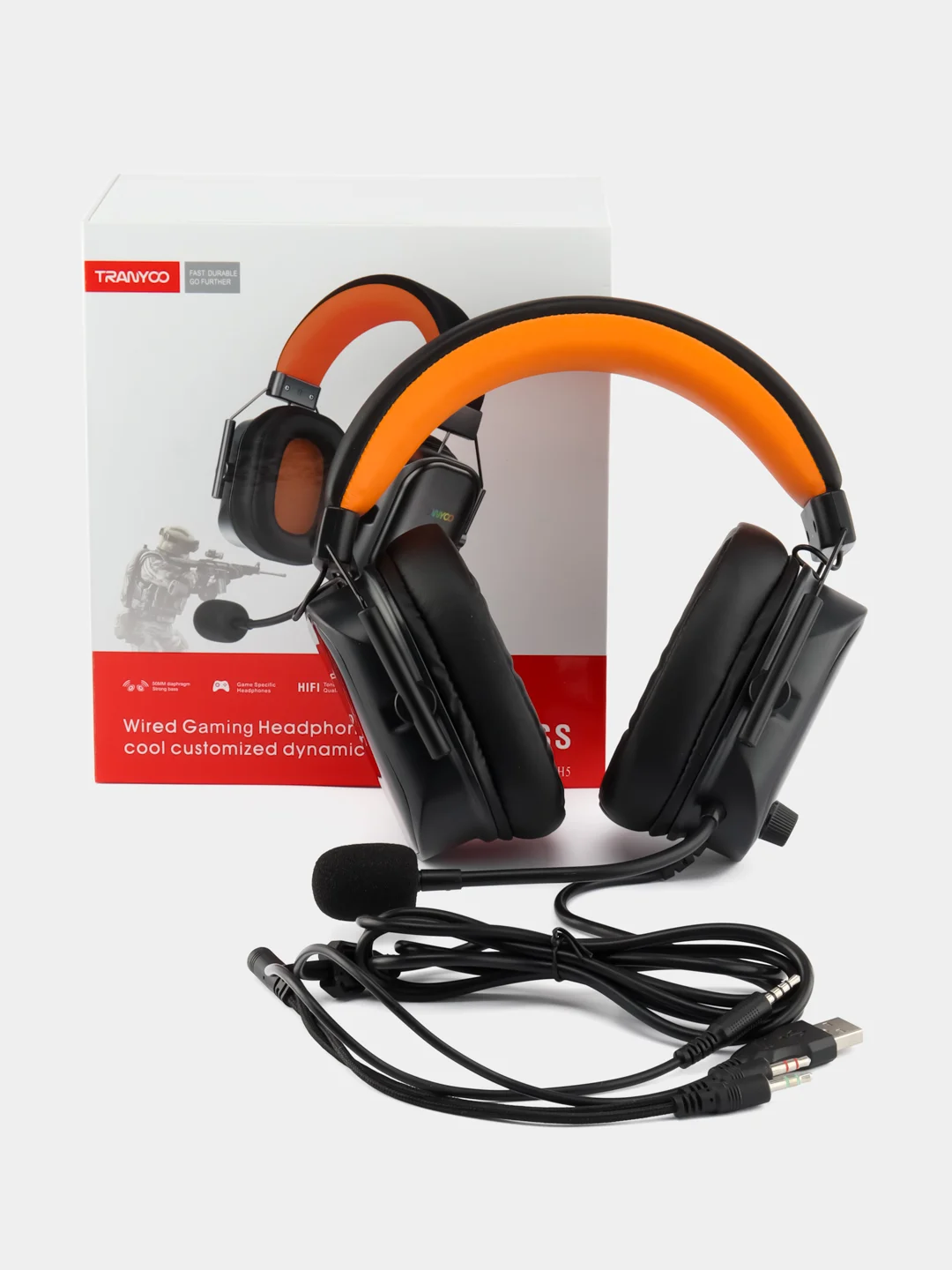 Черный игровые наушники с микрофоном и RGB-подсветкой
