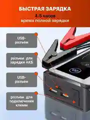 Синий пусковое устройство для автомобиля Ainz, бустер автомобильный с аккумулятором на 28000 mAh