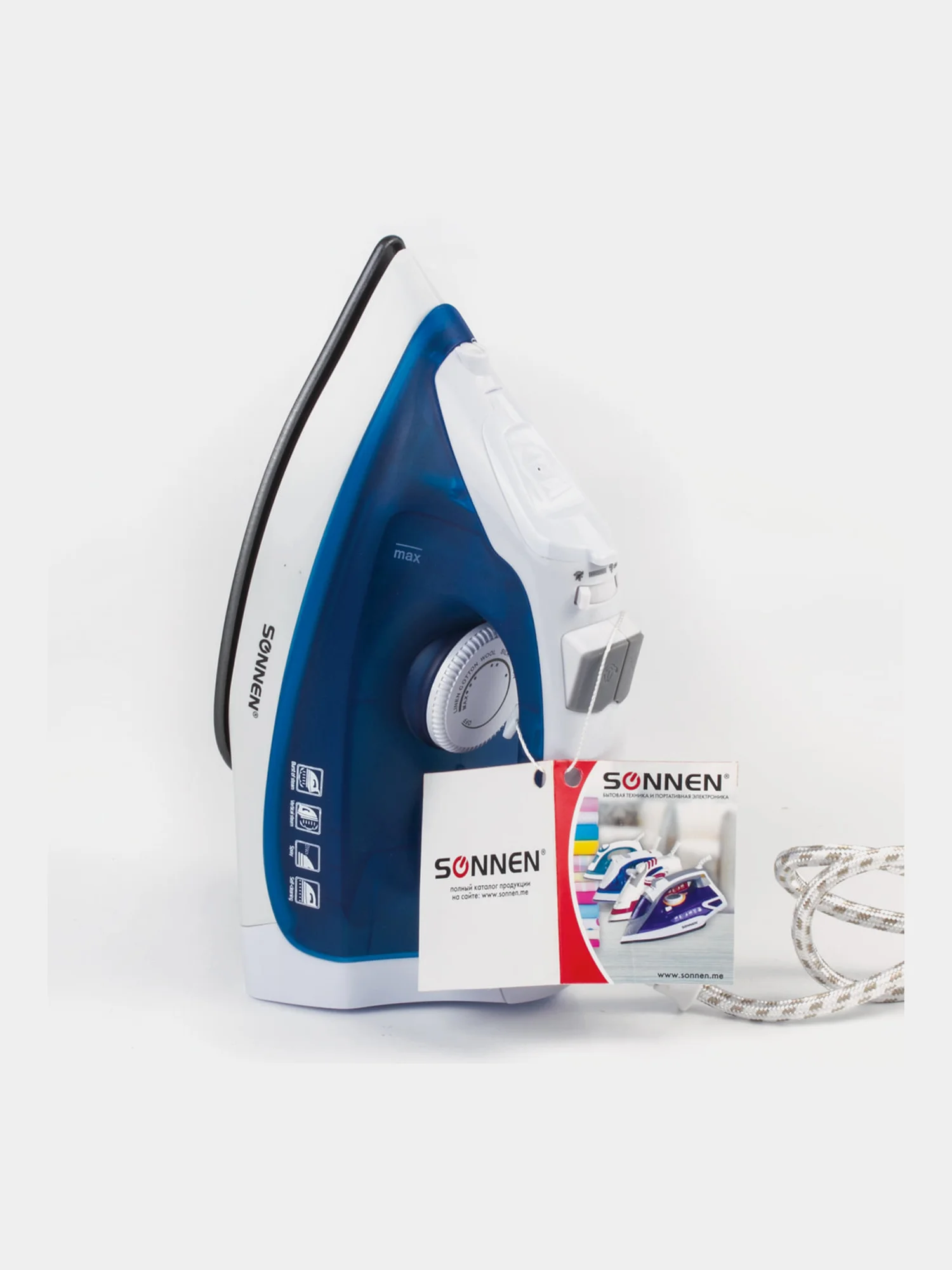 Утюг Sonnen Si-237a, 1800 Вт, антипригарное покрытие, синий/белый, 453504