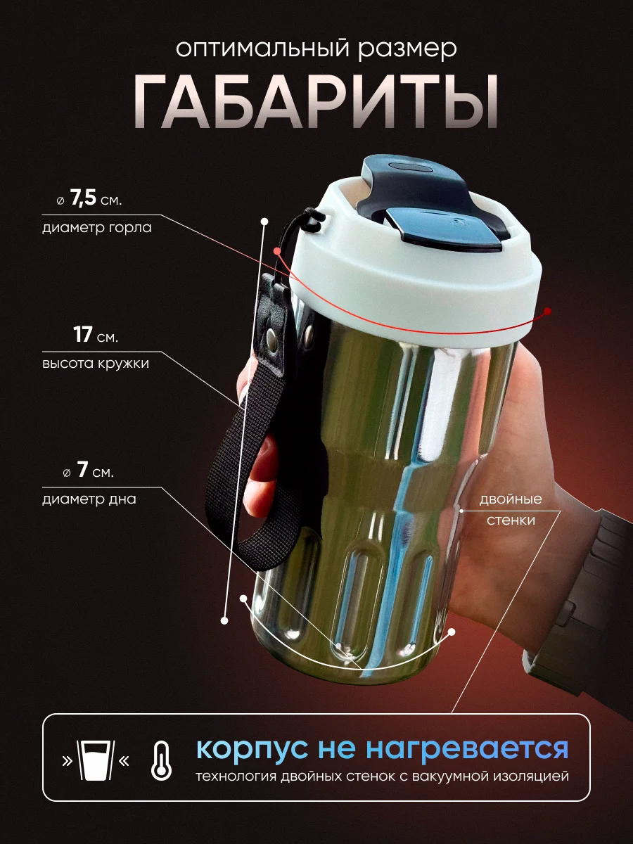 Умная термокружка с датчиком температуры, металлическая