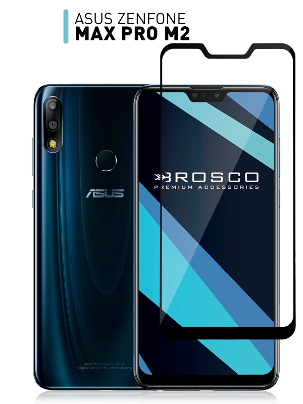 Защитное стекло ROSCO для ASUS ZenFone Max Pro M2 ZB631KL, прозрачное с черной рамкой
