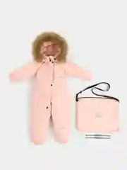 Пудровый детский зимний комбинезон для мальчиков и девочек
