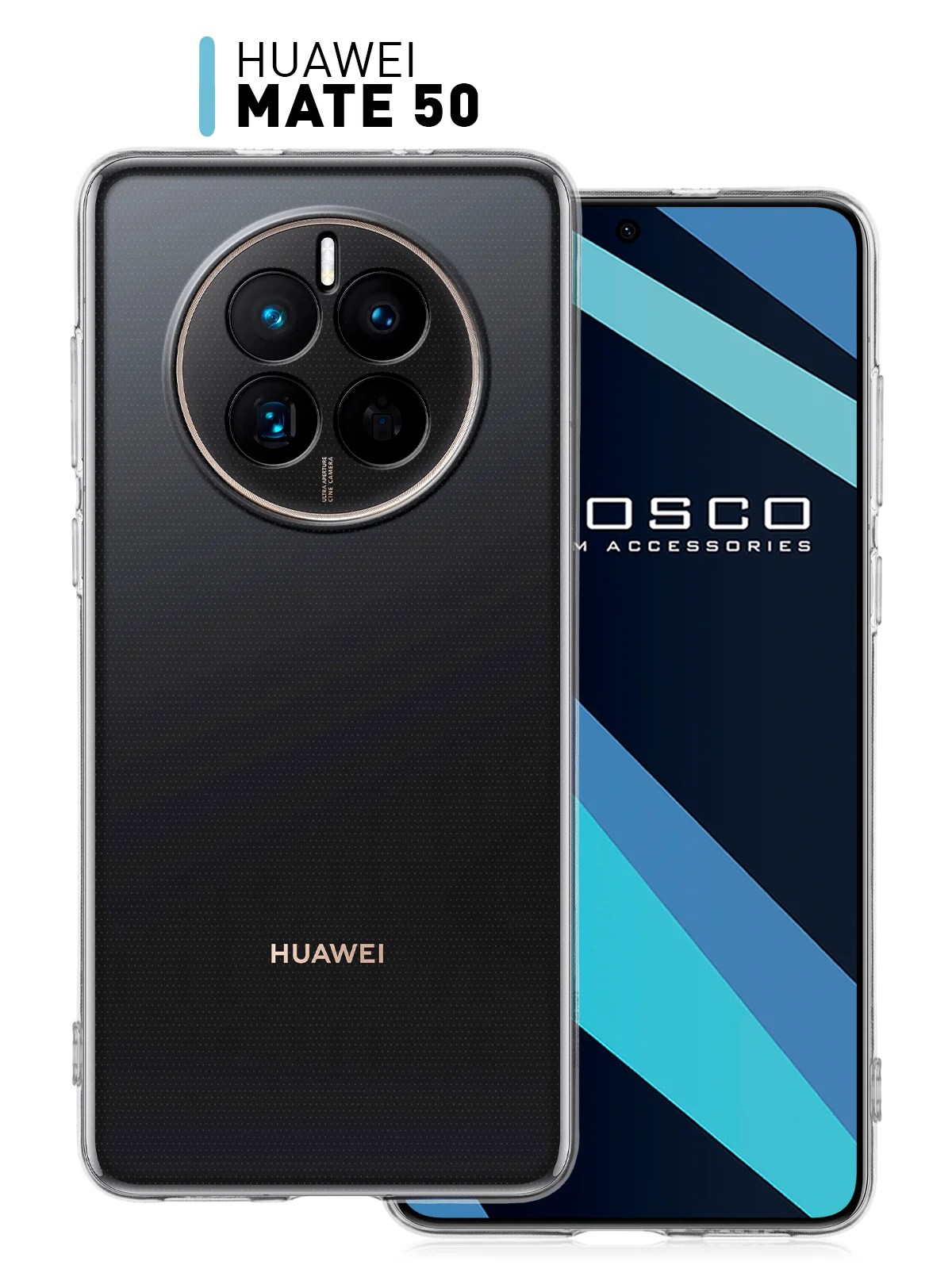 Прозрачный силиконовый чехол ROSCO для Huawei Mate 50, с защитой камер и от прилипания