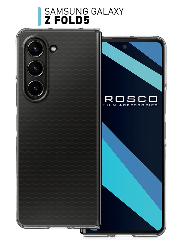 Складной пластиковый чехол ROSCO для Samsung Galaxy Z Fold 5, прозрачный, с защитой камер