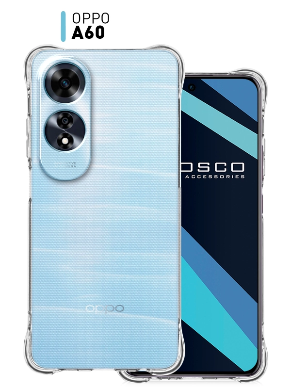 Чехол для Oppo A60 противоударный силиконовый ROSCO прозрачный с защитой камер, углов