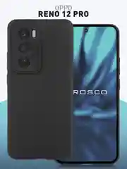 Черный чехол для Oppo Reno 12 Pro силиконовый ROSCO матовый/ прозрачный тонкий с защитой камер