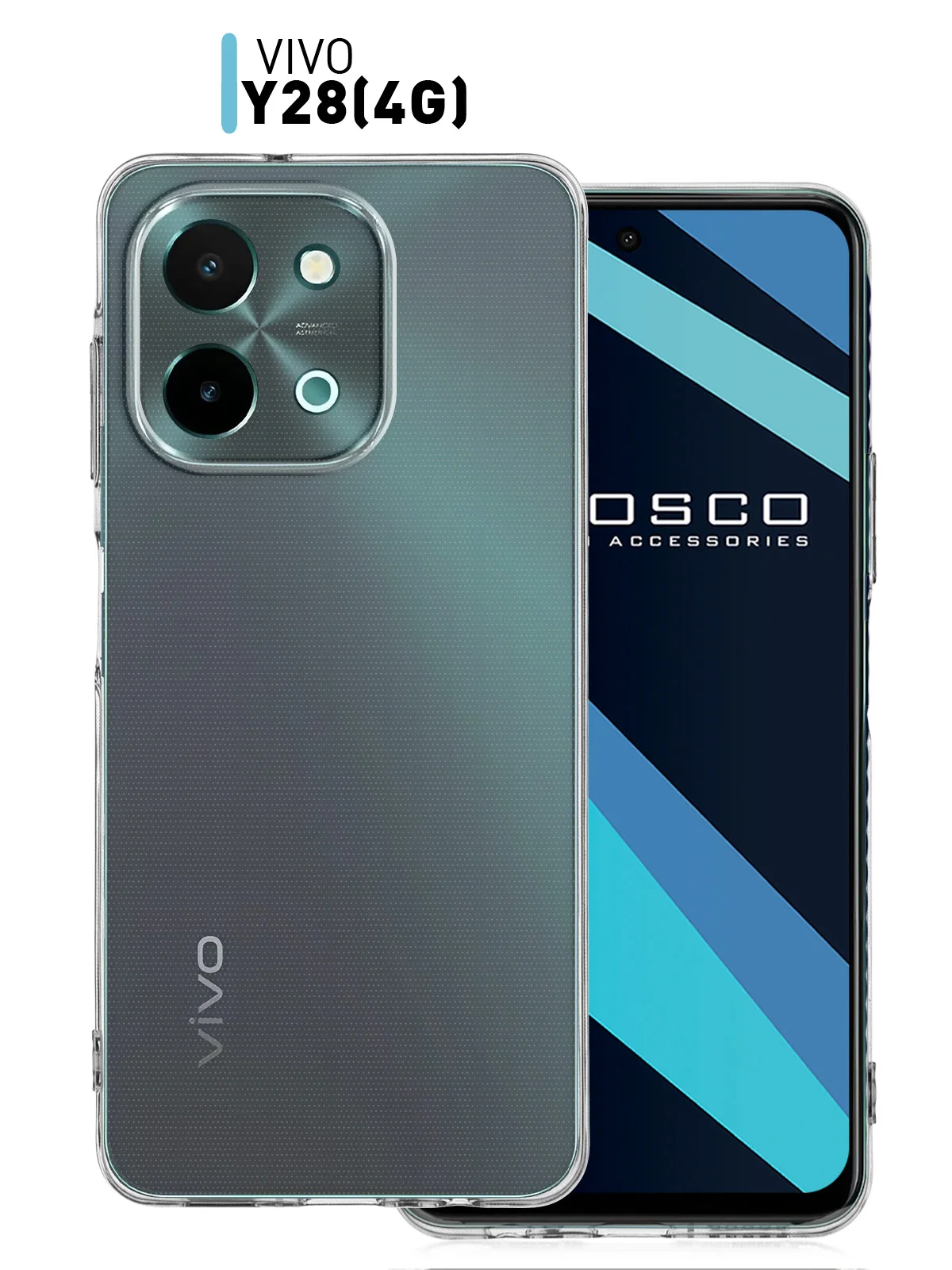 Прозрачный чехол для Vivo Y28 4G силиконовый ROSCO матовый/ прозрачный тонкий с защитой камер
