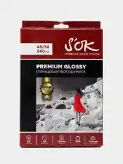 Белый фотобумага Premium SOK глянцевая, формат А6 10х15, плотность 240г/м2, 50 листов