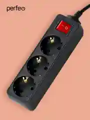 Сетевой удлинитель Perfeo "Powermate" с кнопкой, 3,0 м, 3 розетки, черный (PF-PM-3/3,0-B)