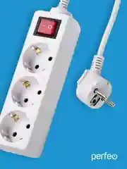 Сетевой удлинитель с кнопкой "Powermate", 5,0 м, 3 розетки, белый