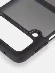 Черный чехол для Samsung Galaxy Z Flip 4, пластиковый Rosco противоударный, силиконовая окантовка