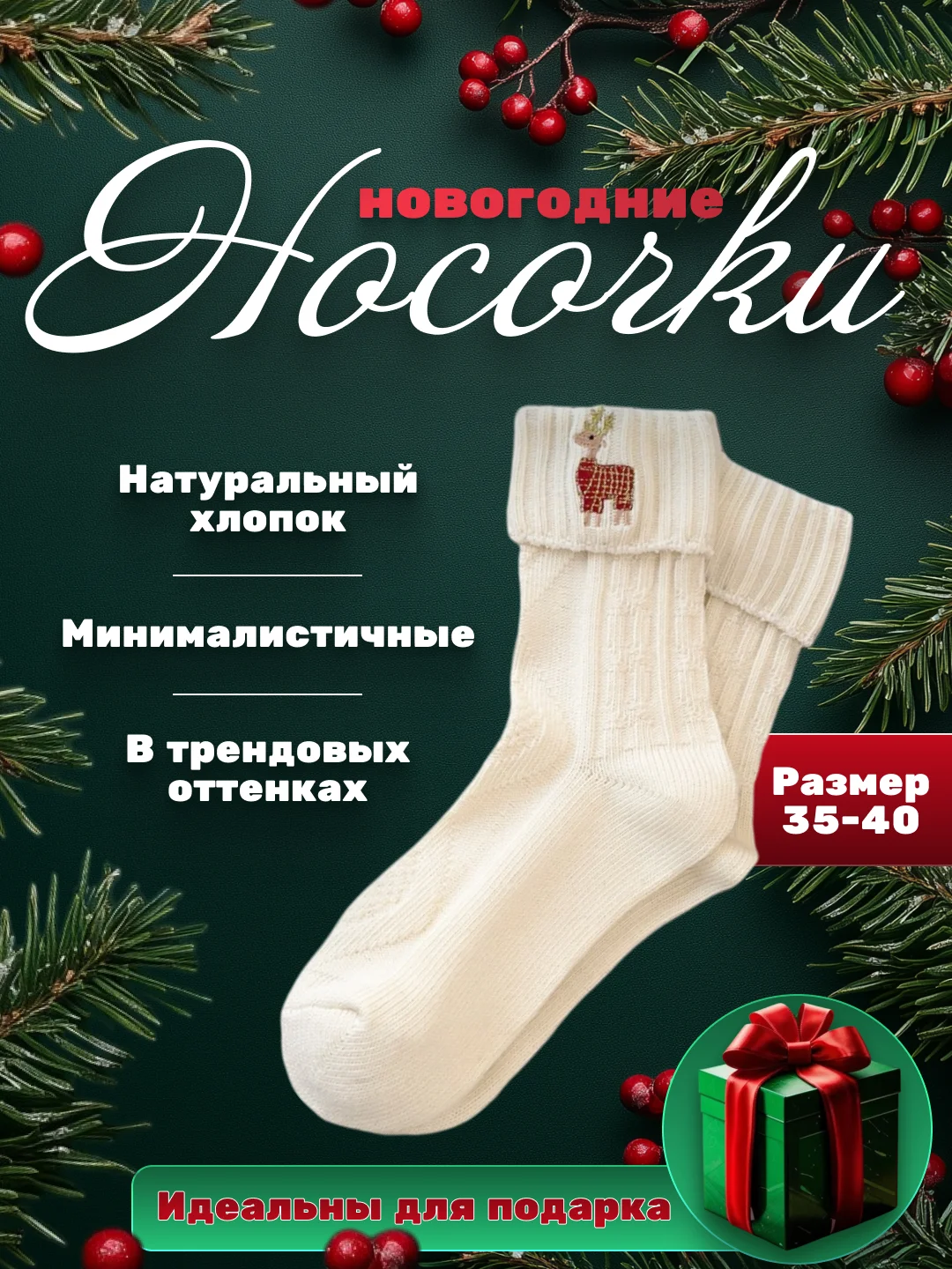 Молочный носки новогодние, подарок, набор носков, подарок на новый год