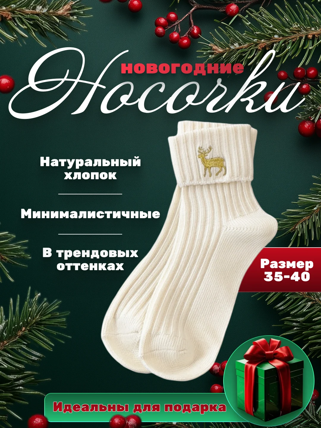 Носки новогодние, подарок, набор носков, подарок на новый год