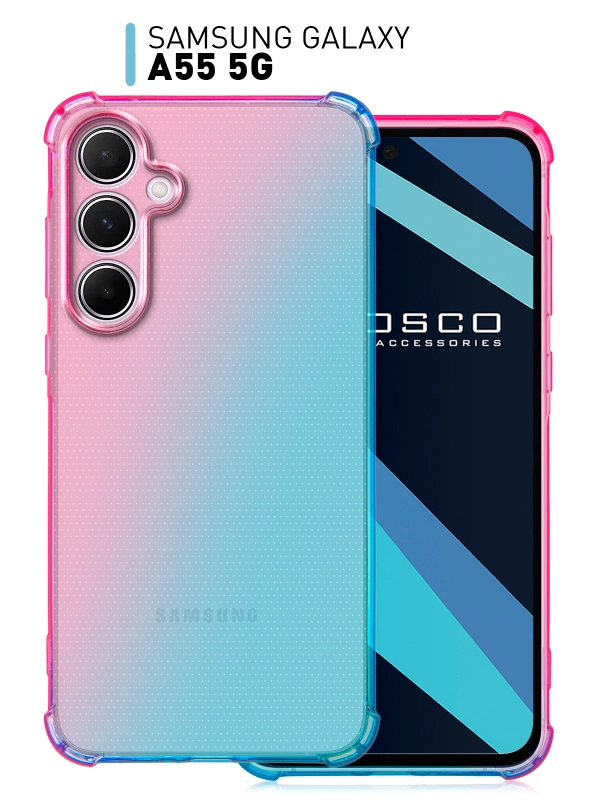 Чехол для Samsung Galaxy A55 противоударный силиконовый ROSCO прозрачный с защитой углов