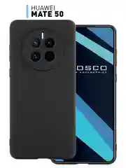 Черный чехол ROSCO для Huawei Mate 50 матовый силиконовый тонкий, бортик вокруг камер, черный