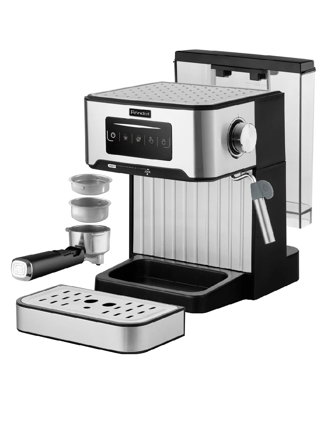 Кофеварка рожковая Rondell RDE-1106 850Вт серебристый