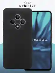 Черный чехол для Oppo Reno 12F силиконовый ROSCO матовый/ прозрачный тонкий с защитой камер