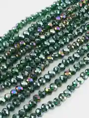 Зелёный хаки бусины рондели 8 мм 10 нитей, 600-650 шт, стеклянные "хрустальные" для плетения сумок