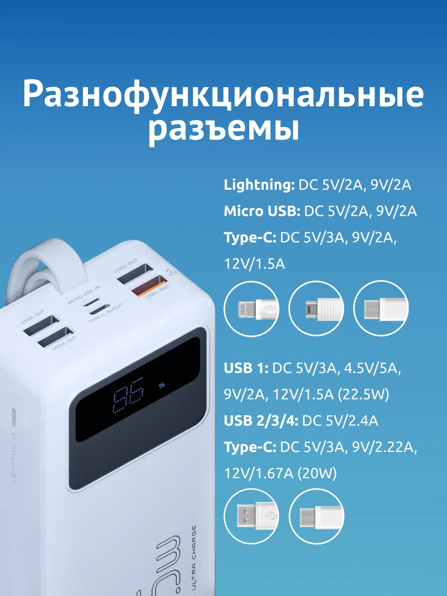 Внешний аккумулятор iBOX OLS, 30000 mAh