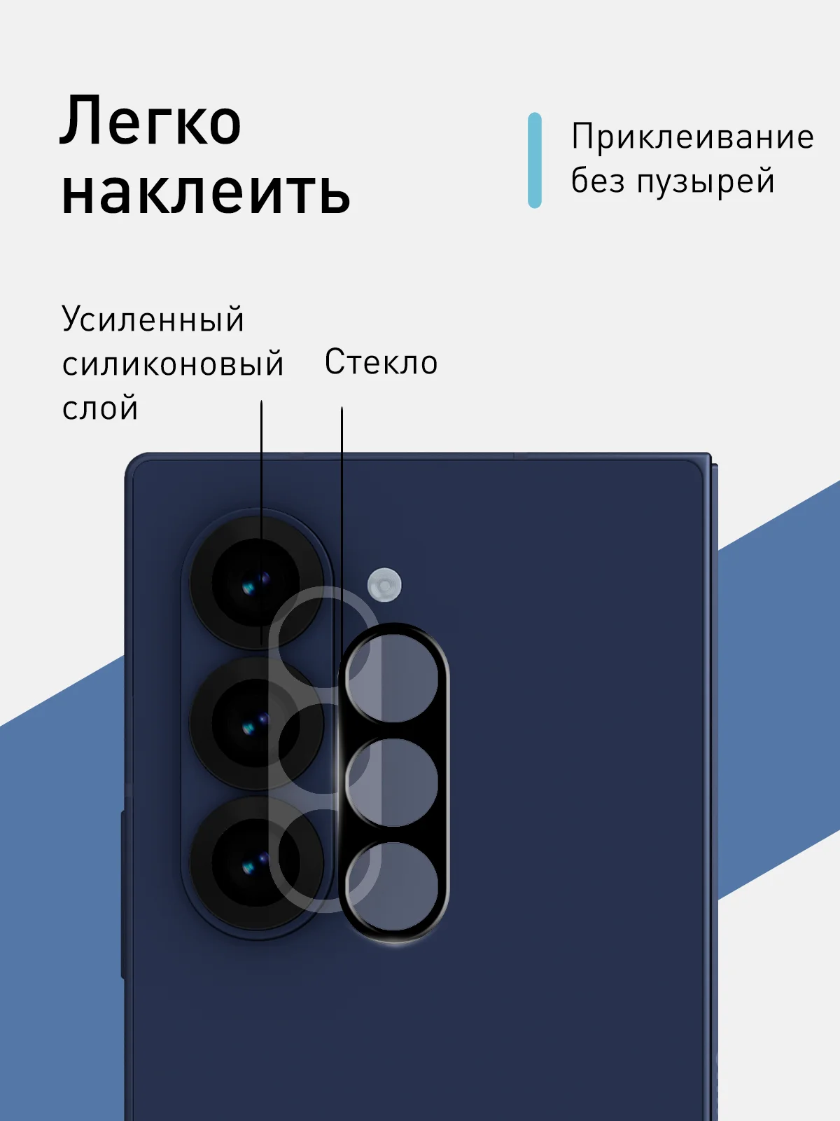 Черный стекло на камеру для Samsung Galaxy Z Fold 6 защитное ROSCO с черной рамкой закаленное
