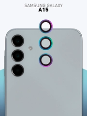 Стекло на камеру для Samsung Galaxy A15 защитное ROSCO, закаленное, накладки с рамкой