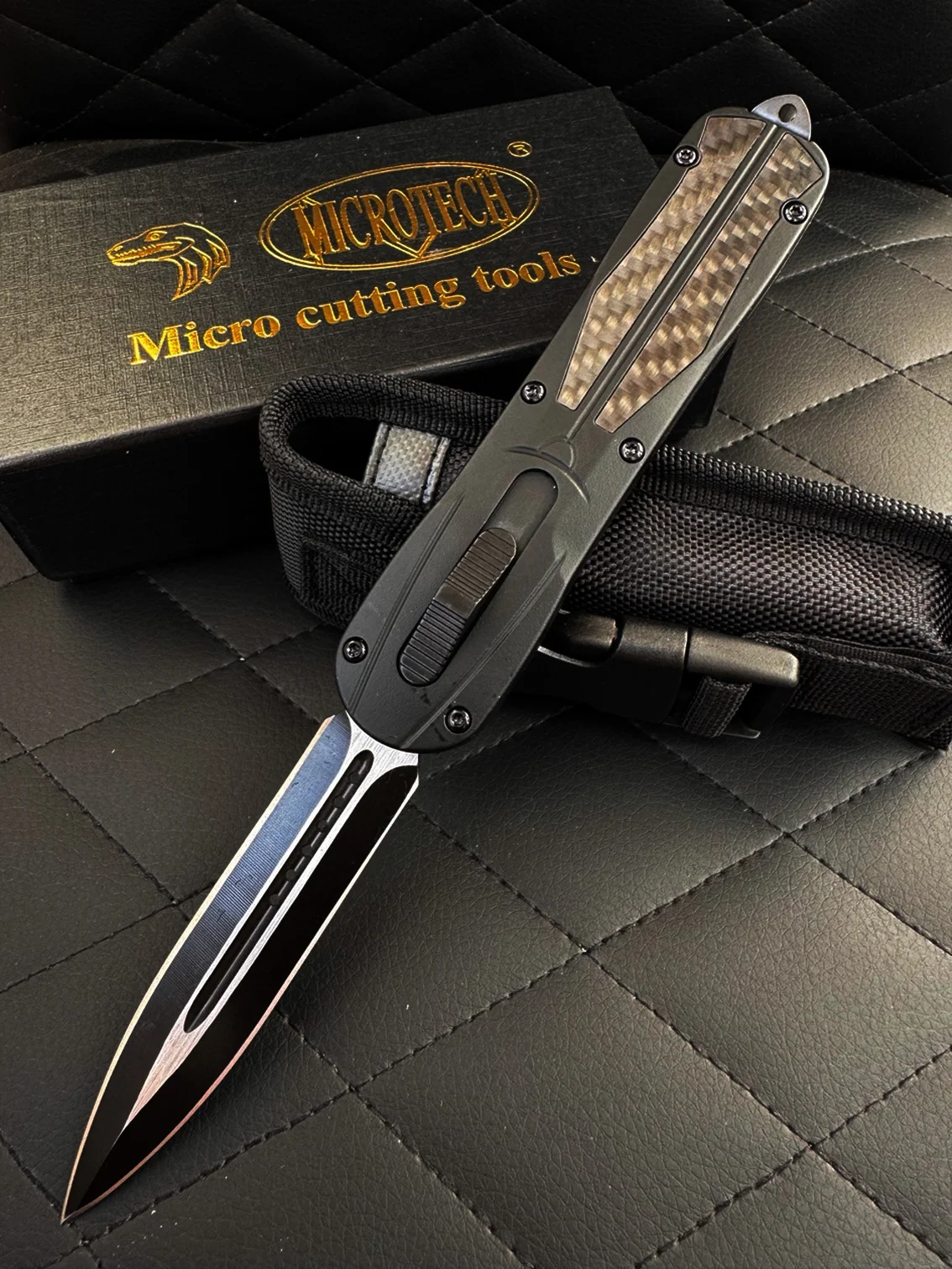 Складной нож Microtech с двусторонней заточкой, фронтально-выкидной, автоматический