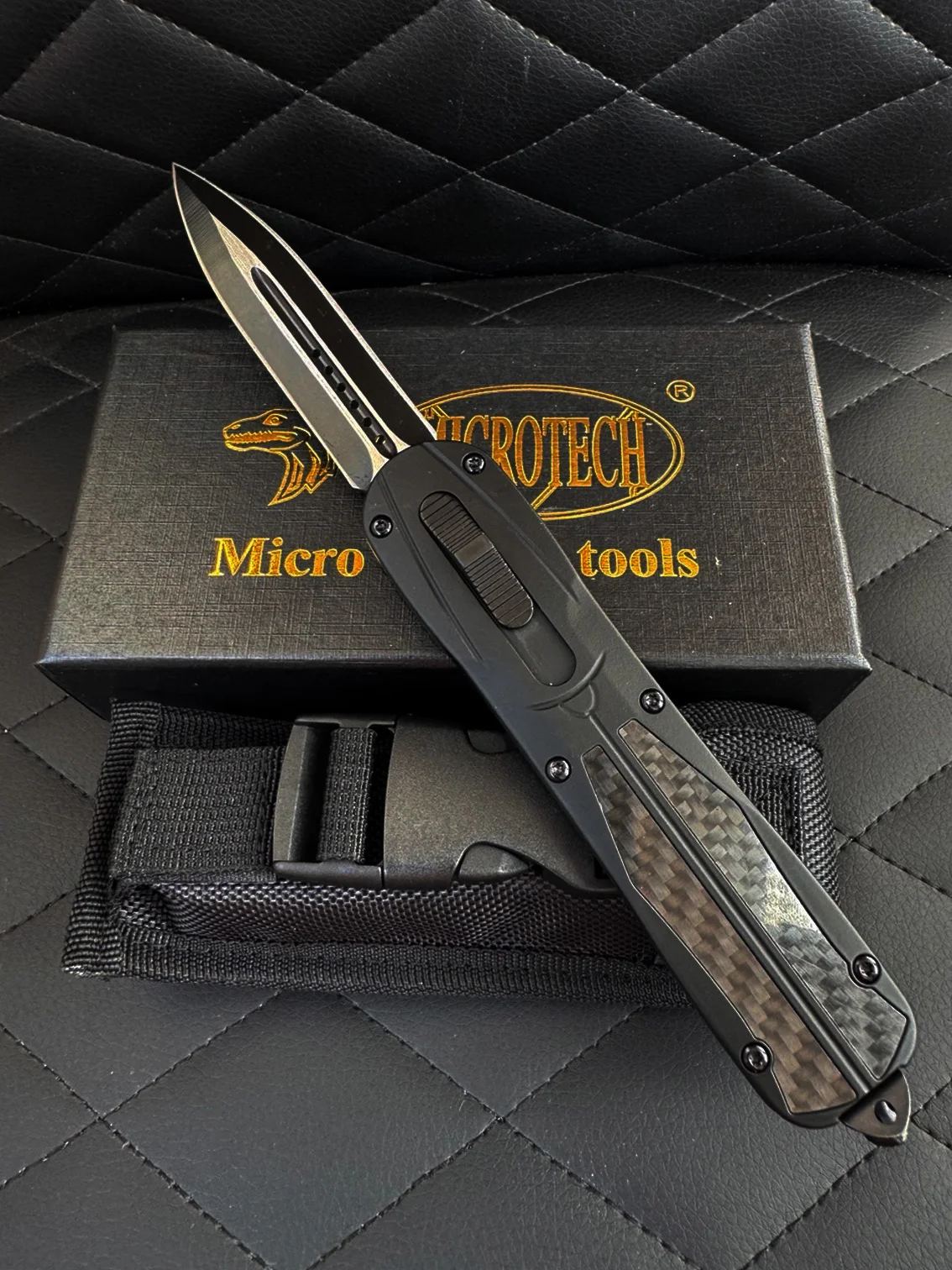 Складной нож Microtech с двусторонней заточкой, фронтально-выкидной, автоматический