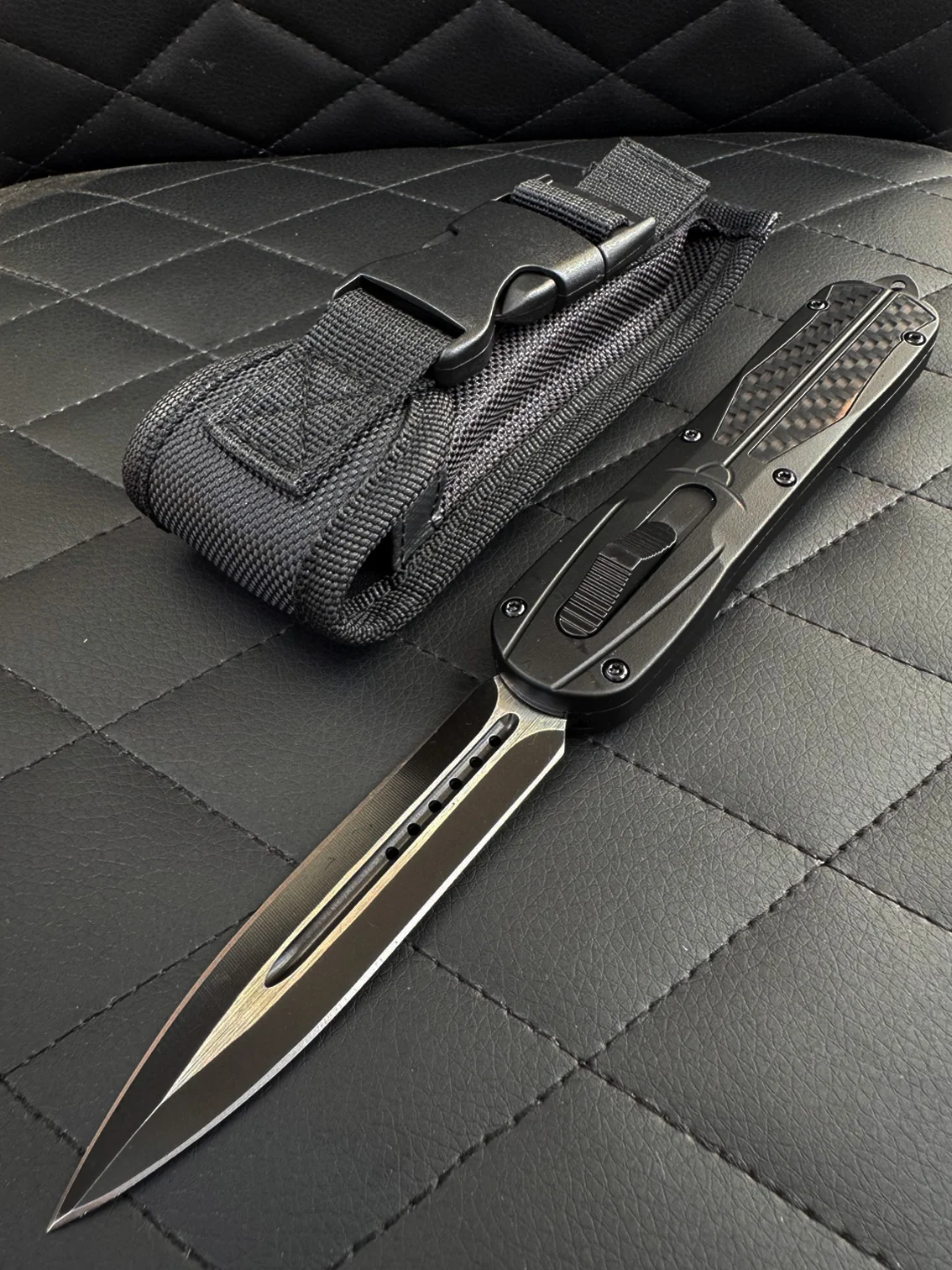 Складной нож Microtech с двусторонней заточкой, фронтально-выкидной, автоматический