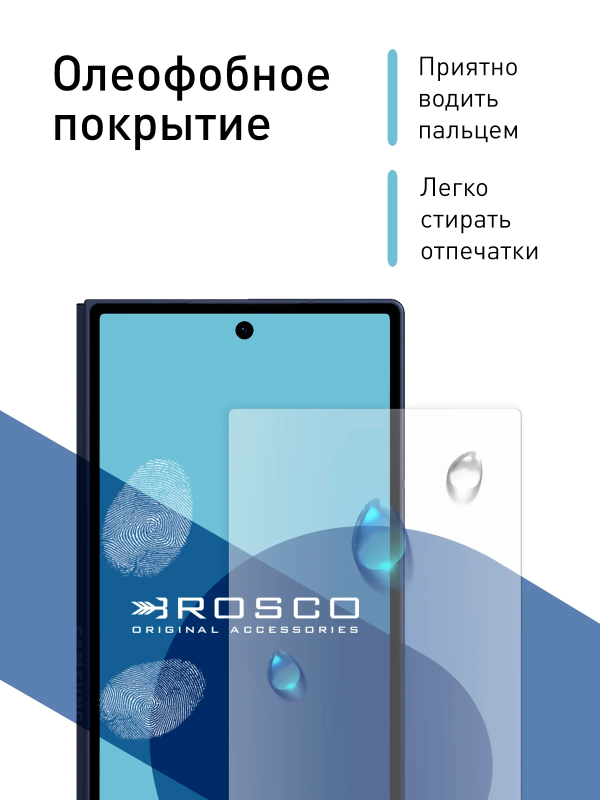 Прозрачный стекло для Samsung Galaxy Z Fold 6 защитное ROSCO олеофобное, на второй экран, антишпион