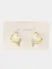 Бежевый меланж женские серьги с жемчугом и стразами