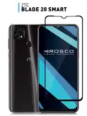 Защитное стекло для ZTE Blade 20 Smart с олеофобным покрытием и черной рамкой