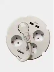 Удлинитель сетевой 1,5м, 3500Вт, с USB, с заземлением и кнопкой