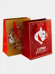 Светло-коричневый пакет подарочный новогодний крафтовый, 18 х 23 х 10 см, подарочная коробка новогодняя