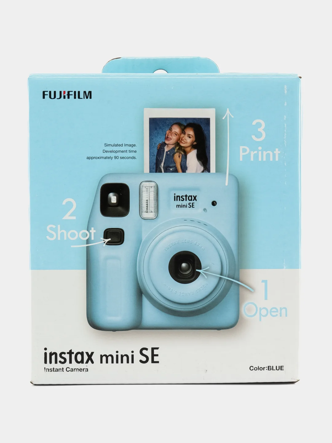 Голубой фотоаппарат моментальной печати Fujifilm Instax Mini SE