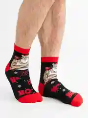 Коралловый носки мужские новогодние с принтом Санты , подарок на Новый Год